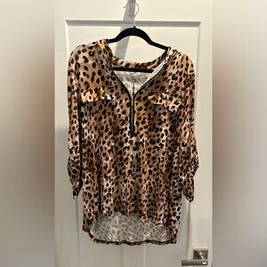 Calvin Klein Animal Print Blouse - Brown and Black